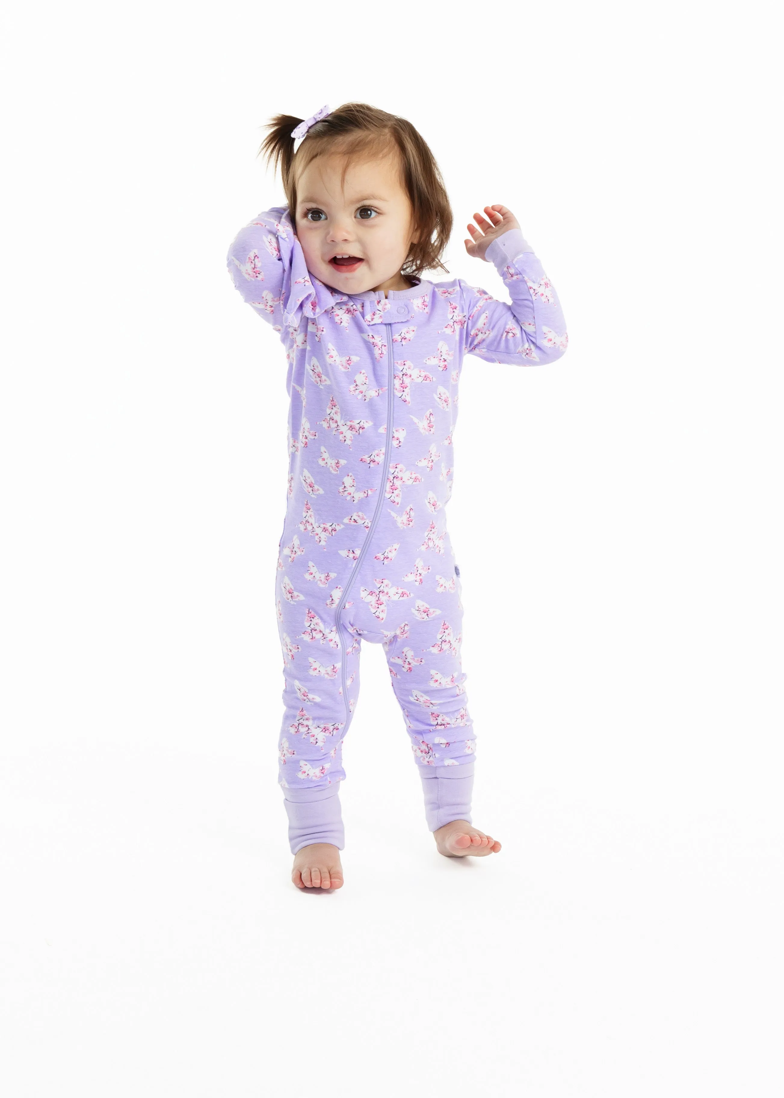 Infant Girls Butterfly Blossom Zip-Front Coverall Pajama