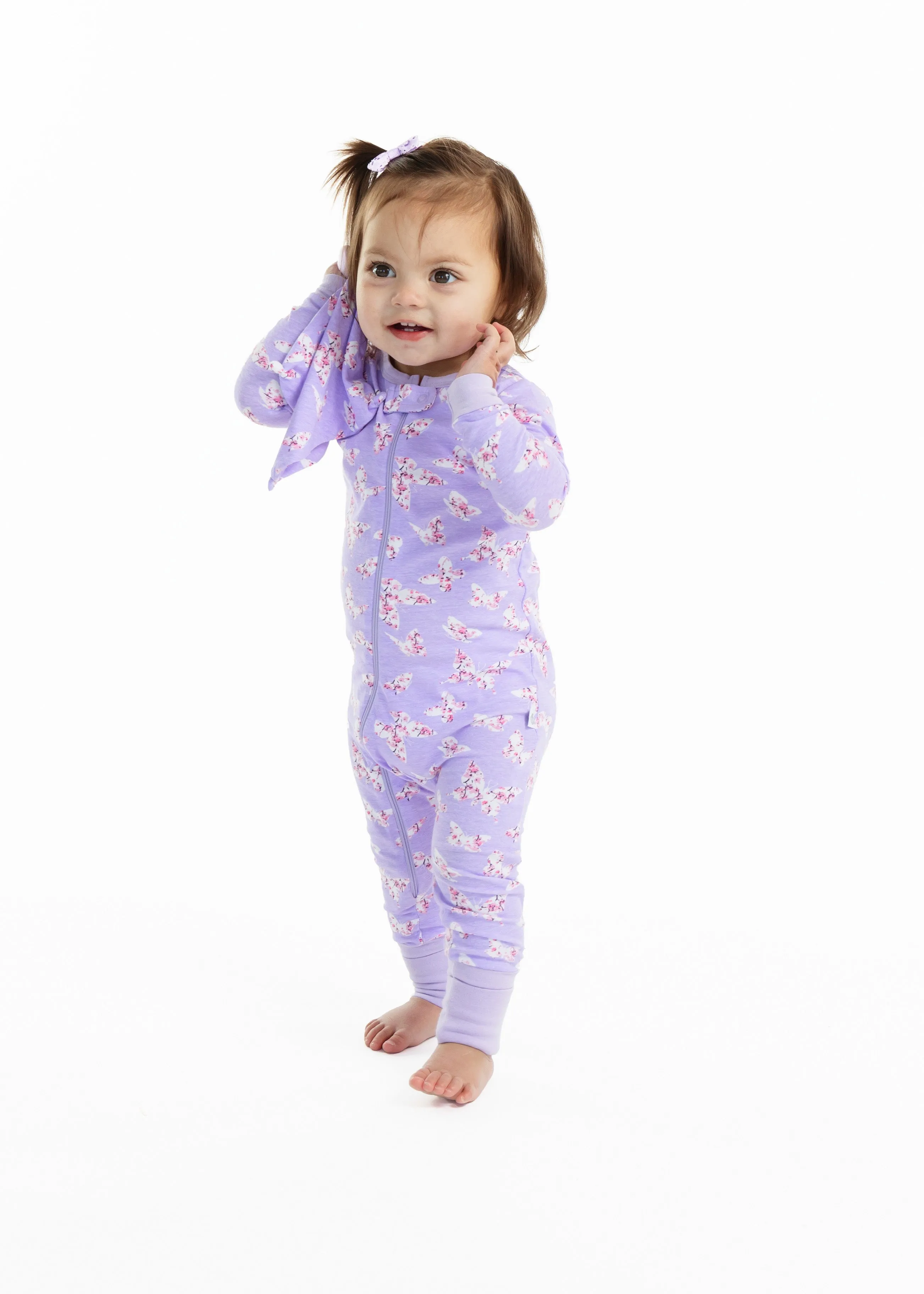 Infant Girls Butterfly Blossom Zip-Front Coverall Pajama