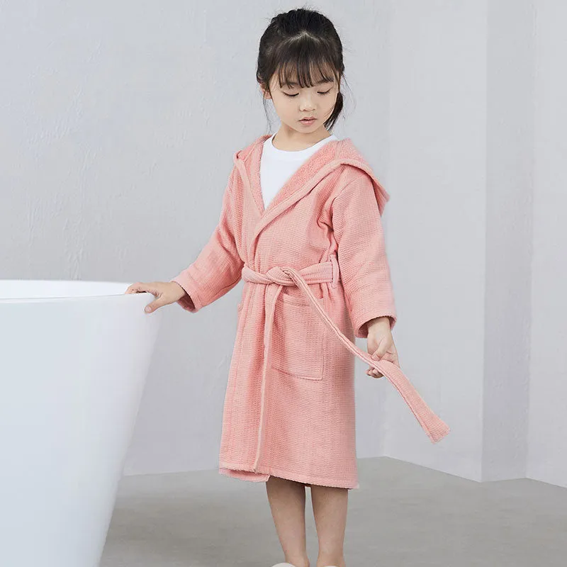 Kids Cotton Towel Material Long Sleeved Bathrobe