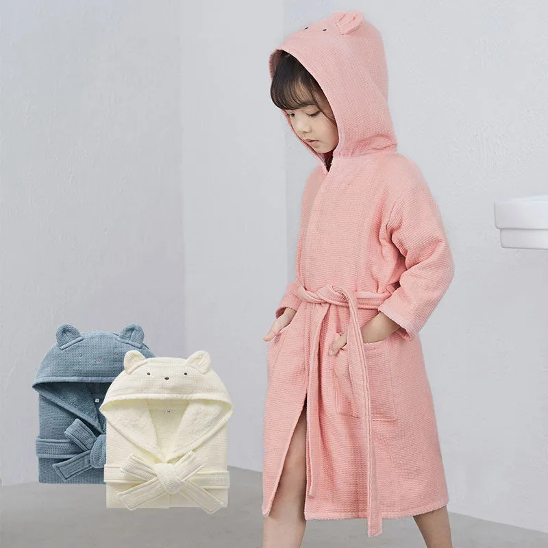 Kids Cotton Towel Material Long Sleeved Bathrobe