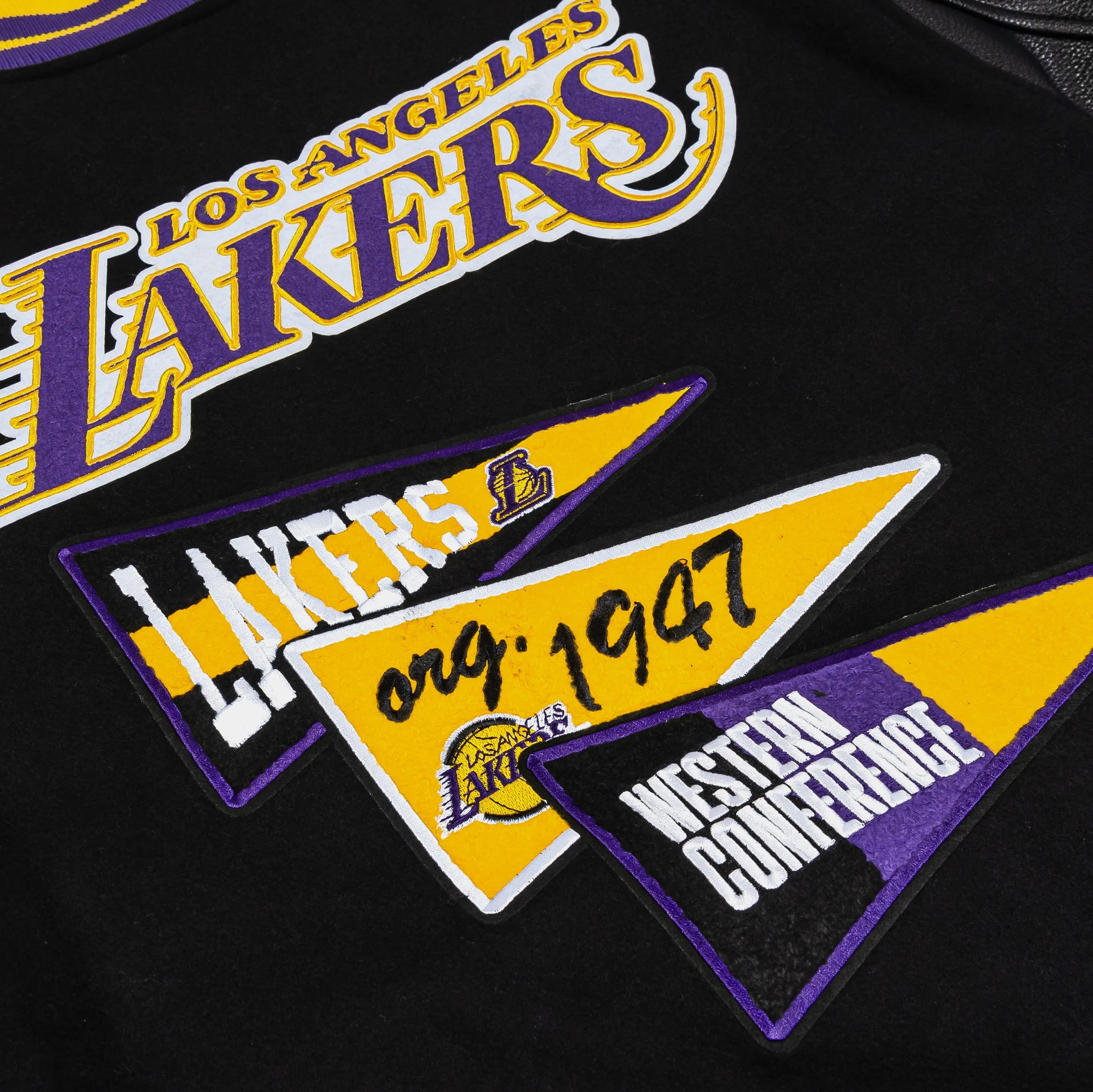 Los Angeles Lakers 1947 Varsity Mens Jacket (Black/Purple)