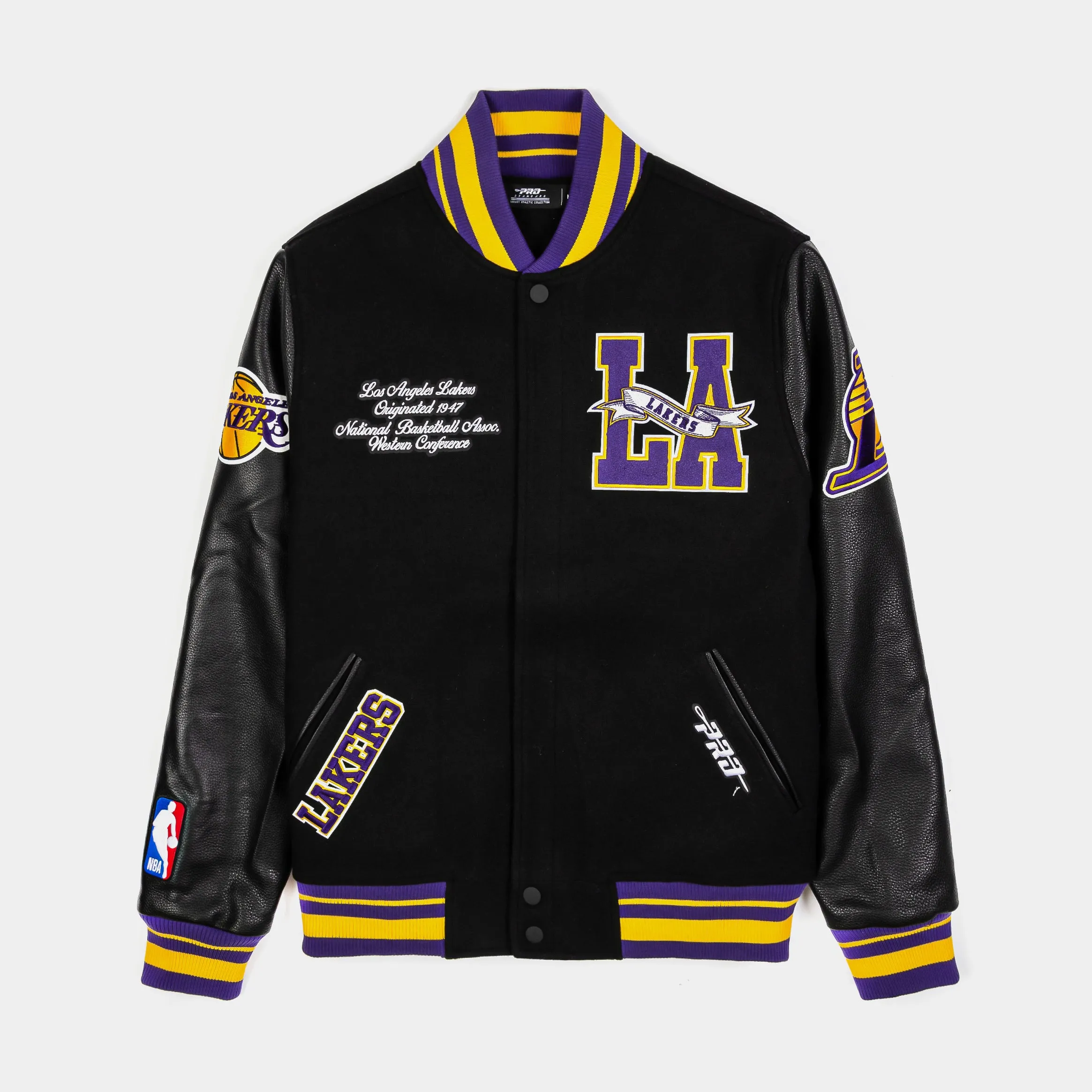 Los Angeles Lakers 1947 Varsity Mens Jacket (Black/Purple)