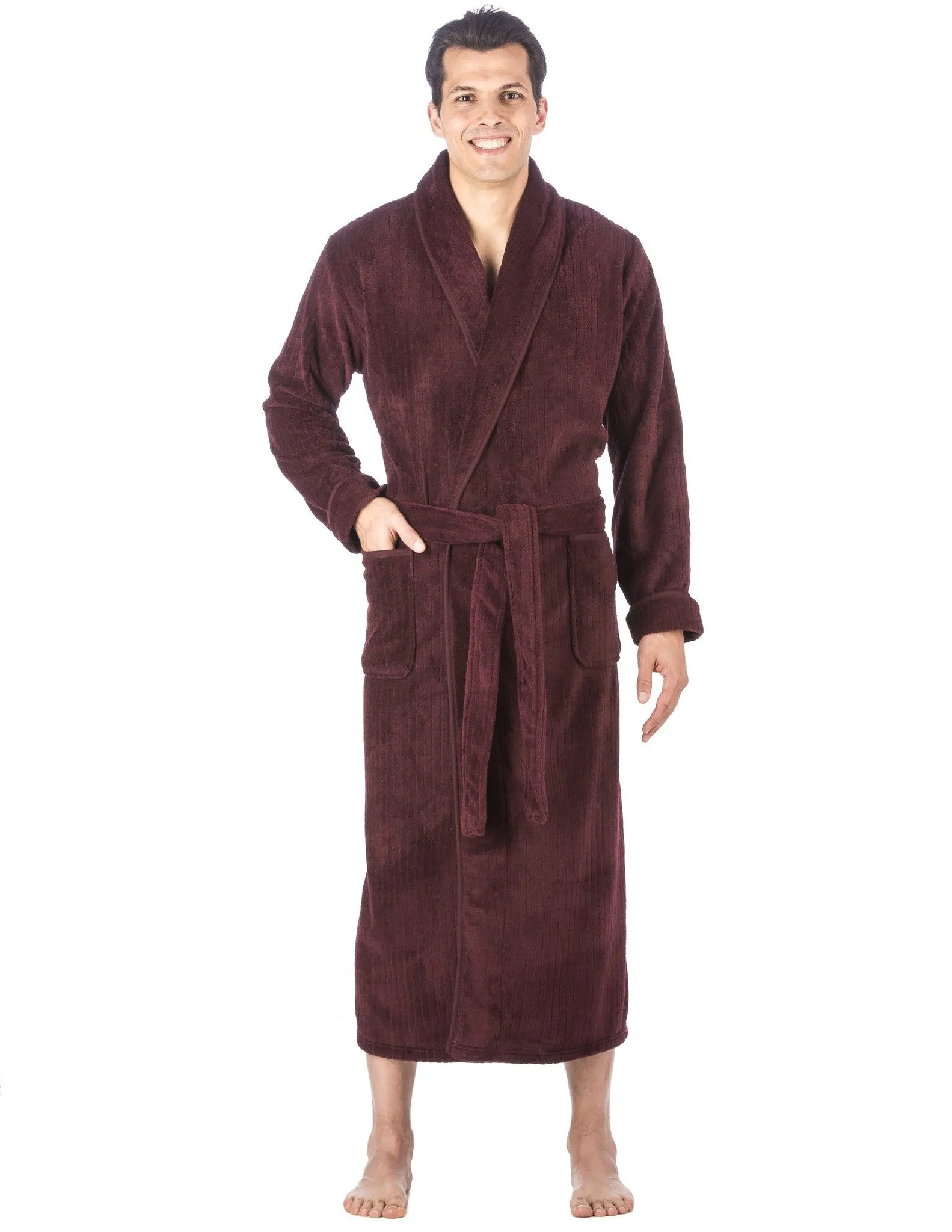 Men's Premium Coral Fleece Full Length Plush Spa/Bath Robe