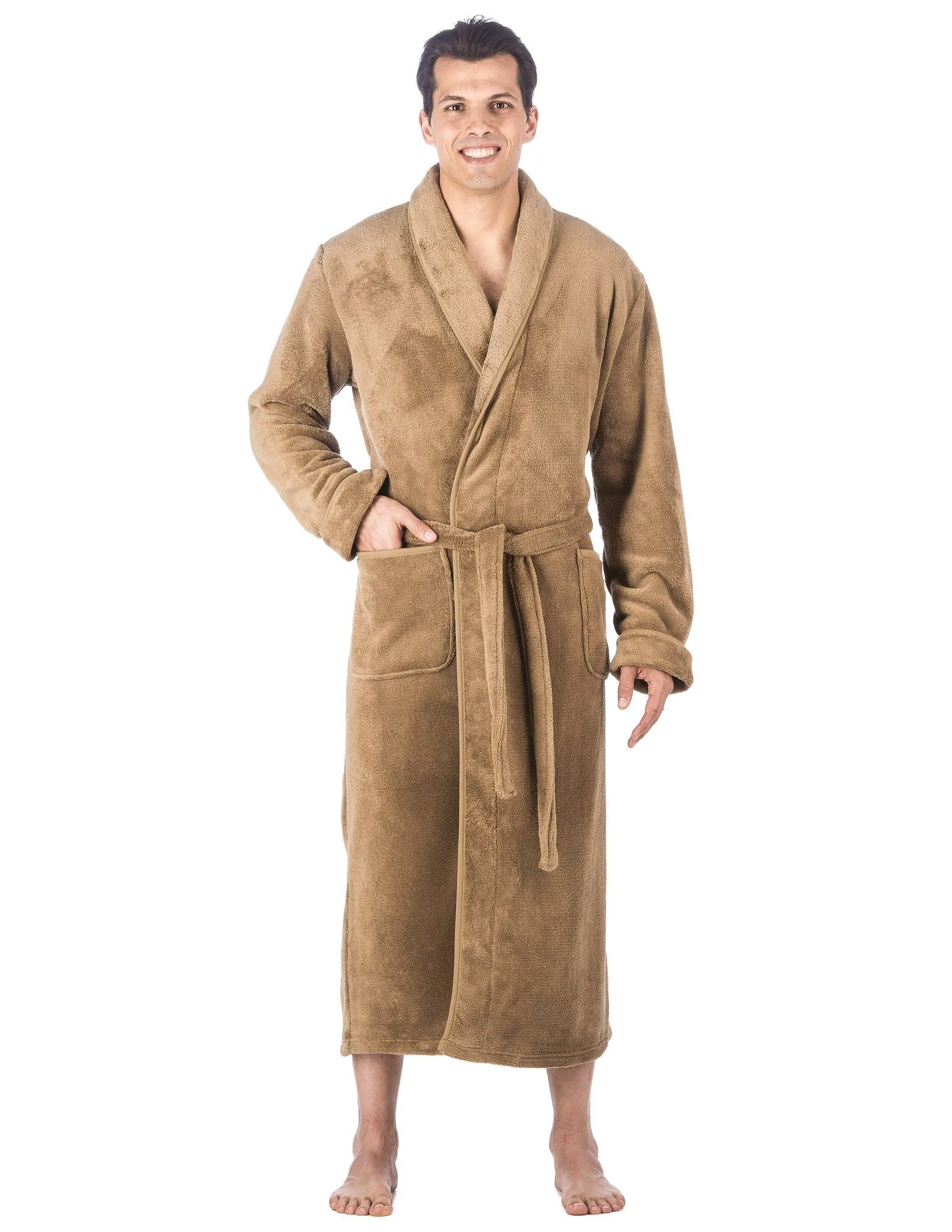 Men's Premium Coral Fleece Full Length Plush Spa/Bath Robe