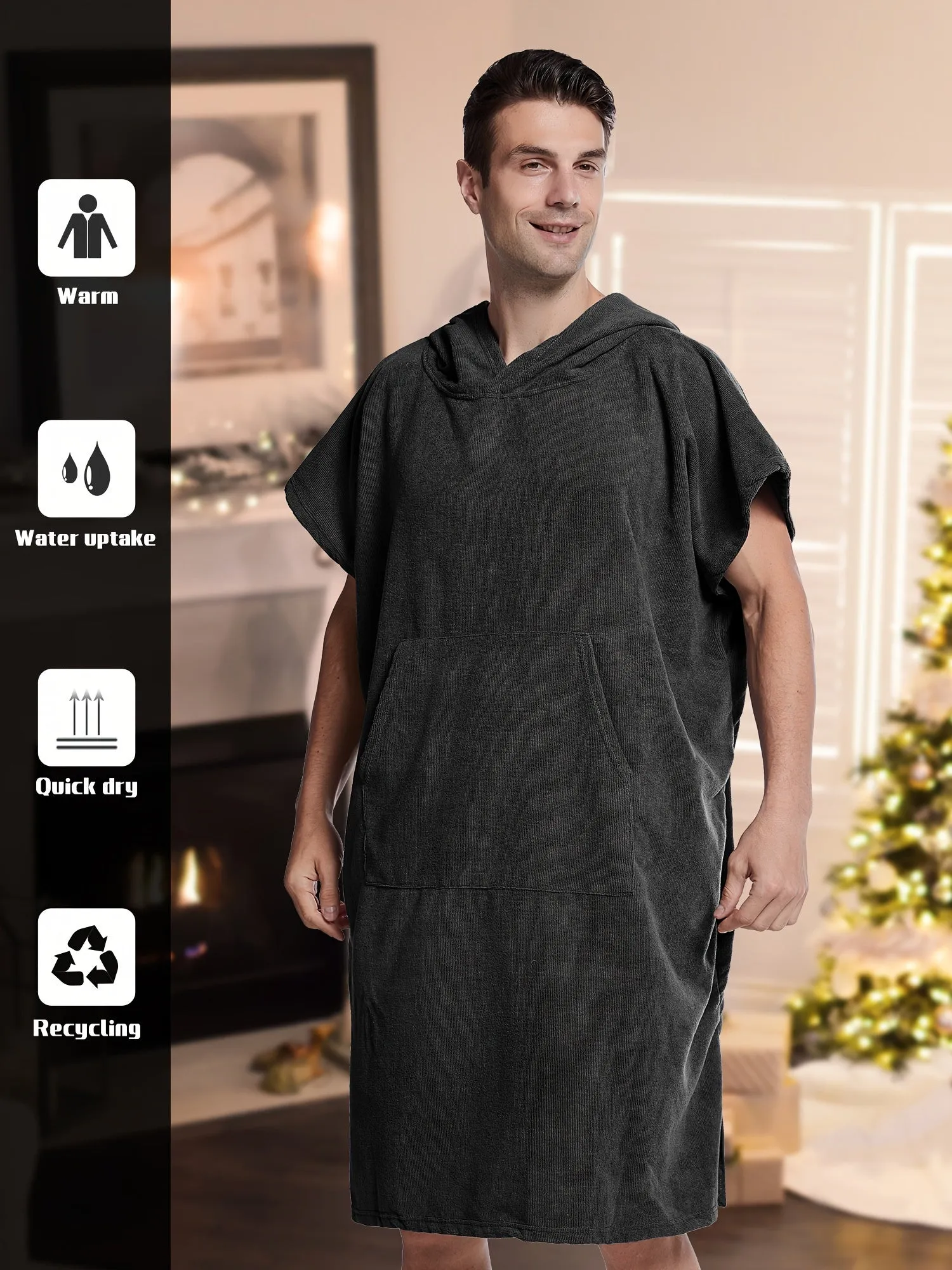 Mens Quick Drying Towel Robe Stylish  Comfortable Nightwear