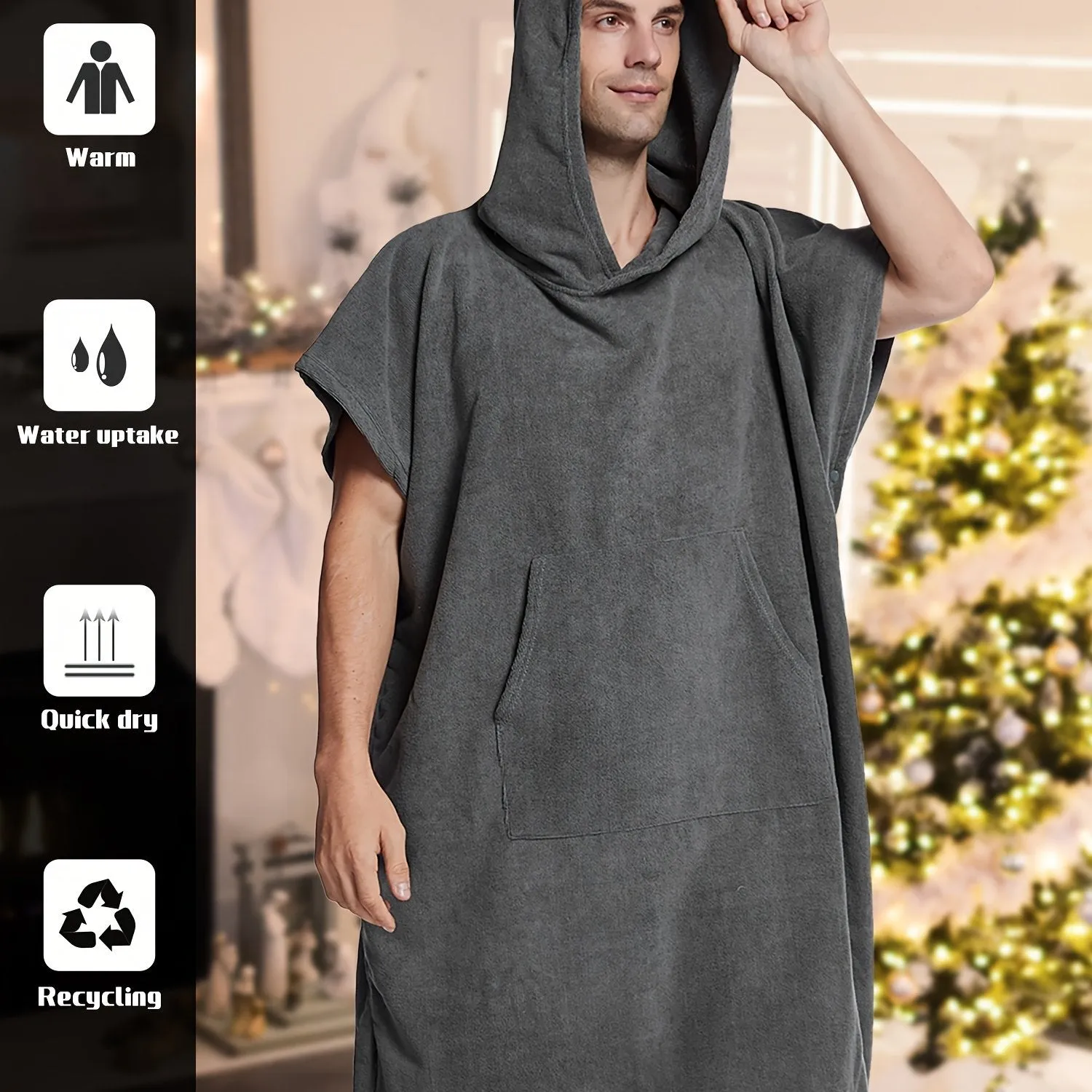 Mens Quick Drying Towel Robe Stylish  Comfortable Nightwear