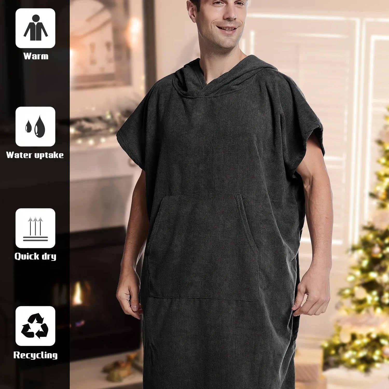 Mens Quick Drying Towel Robe Stylish  Comfortable Nightwear