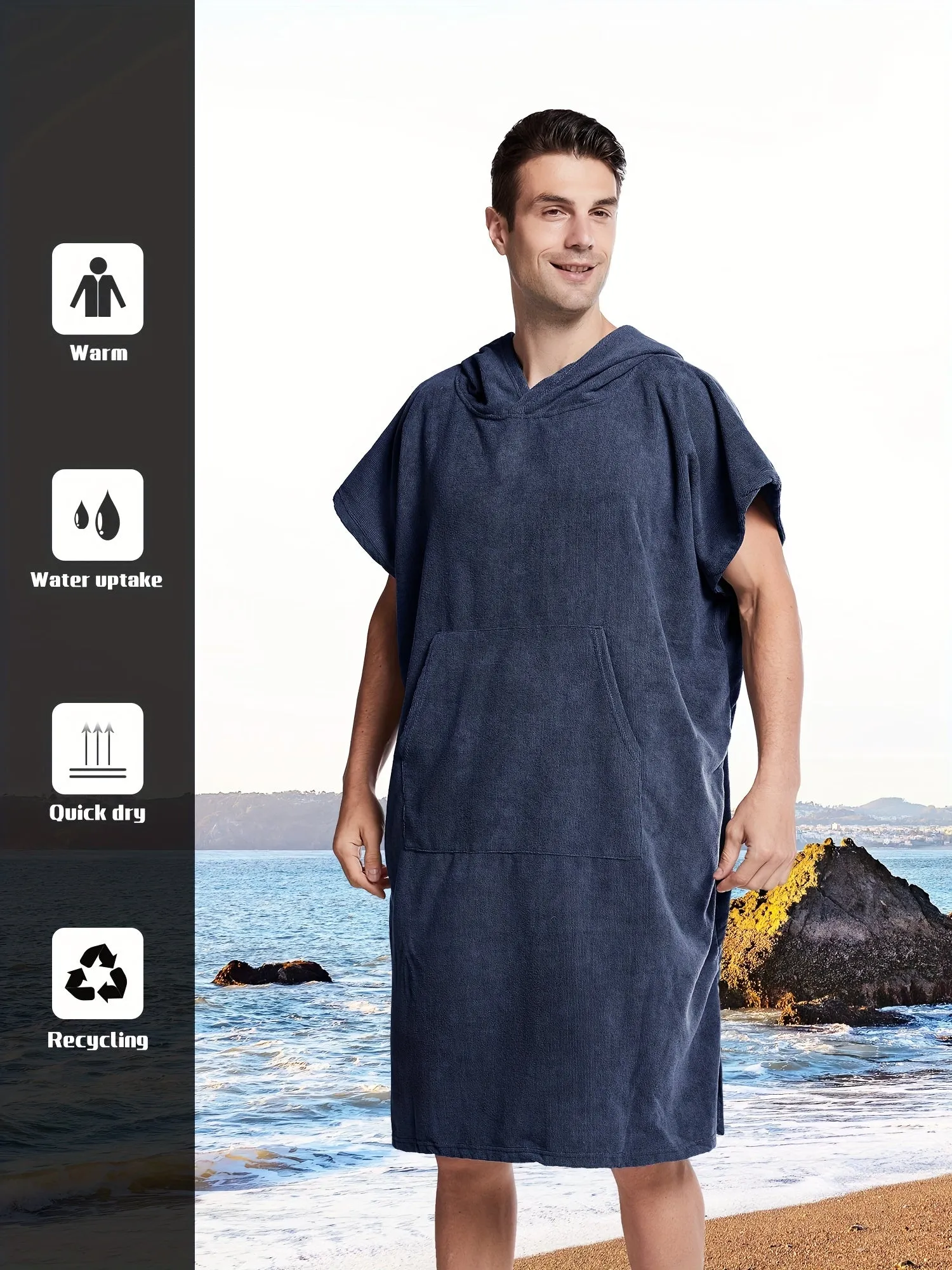 Mens Quick Drying Towel Robe Stylish  Comfortable Nightwear