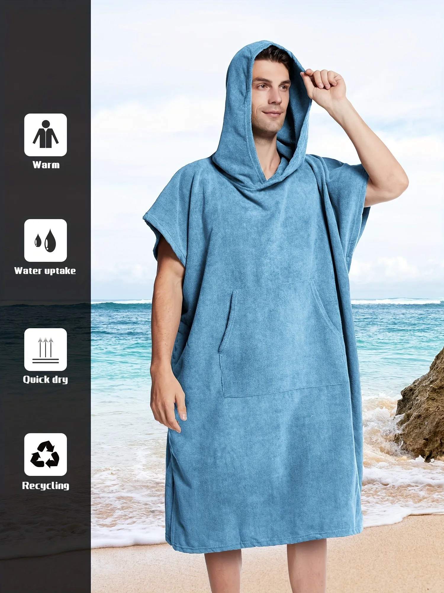 Mens Quick Drying Towel Robe Stylish  Comfortable Nightwear