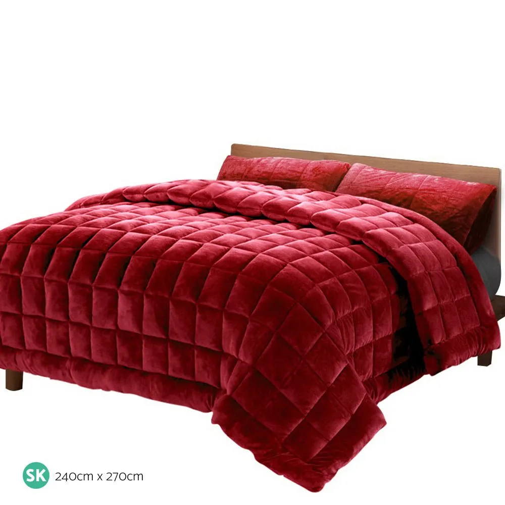 Mink Quilt Super King Burgundy