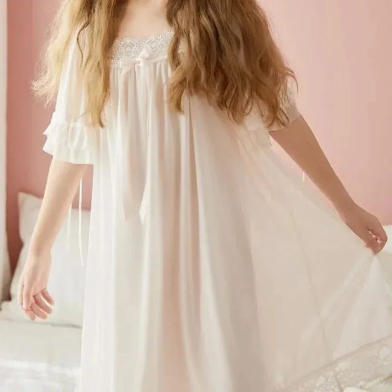 Nightgown Princess Pajamas, Short Sleeved Home Decor for Spring/summer, Girl Lace Pajamas, Girl Dresses Toddler Girl Nightgown