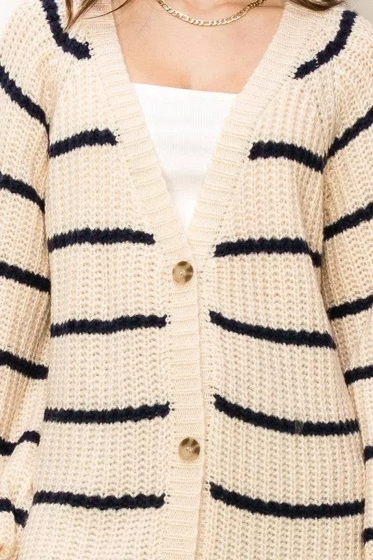 Oversized striped sweater cardigan