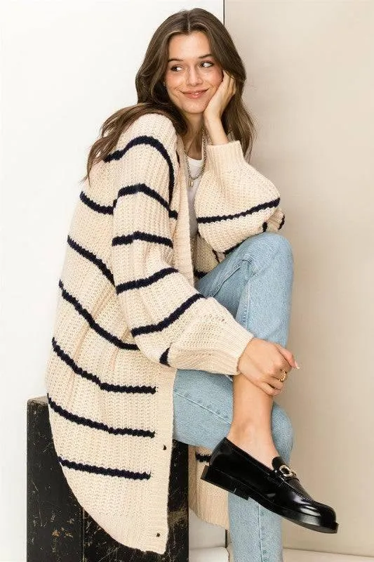 Oversized striped sweater cardigan