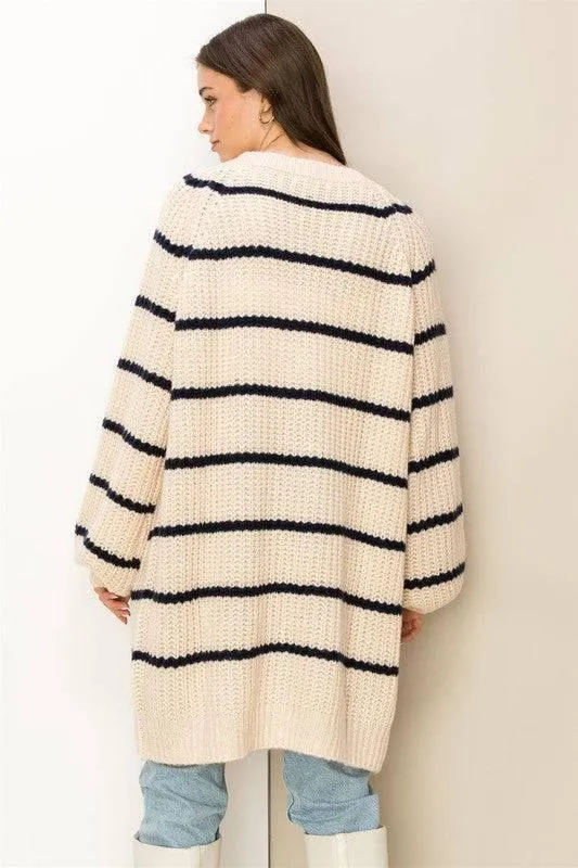 Oversized striped sweater cardigan