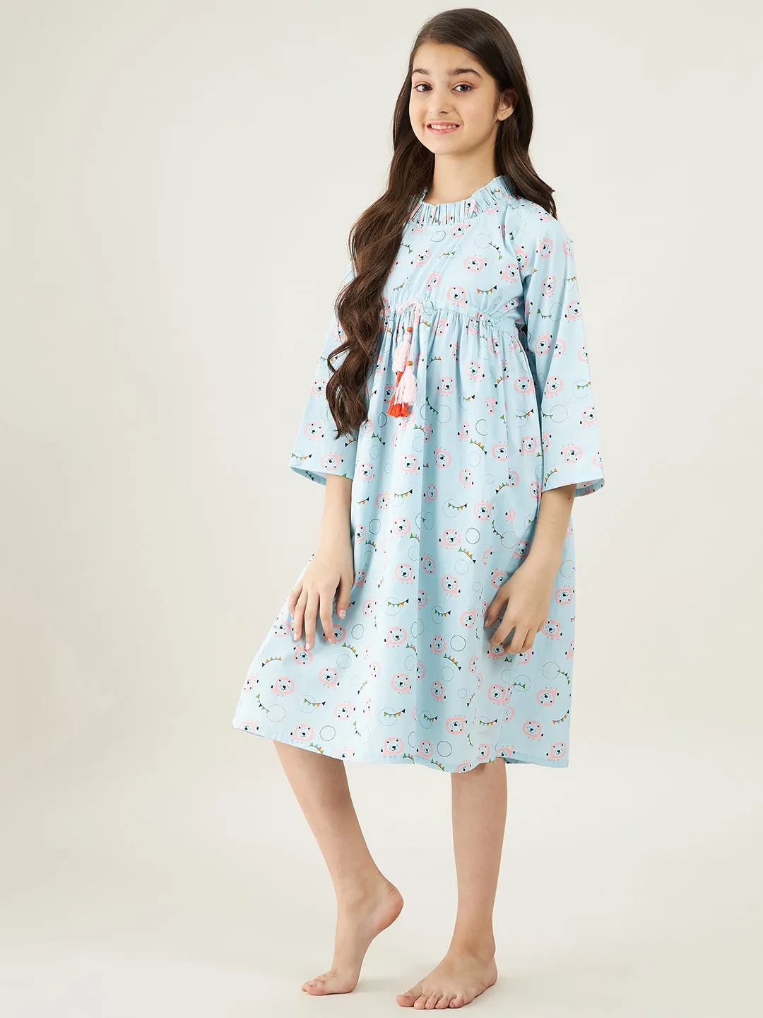 Pastel Blue Carnival Print Nightdress