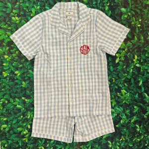 Petite Plume Blue Gingham  Short Pajama Set