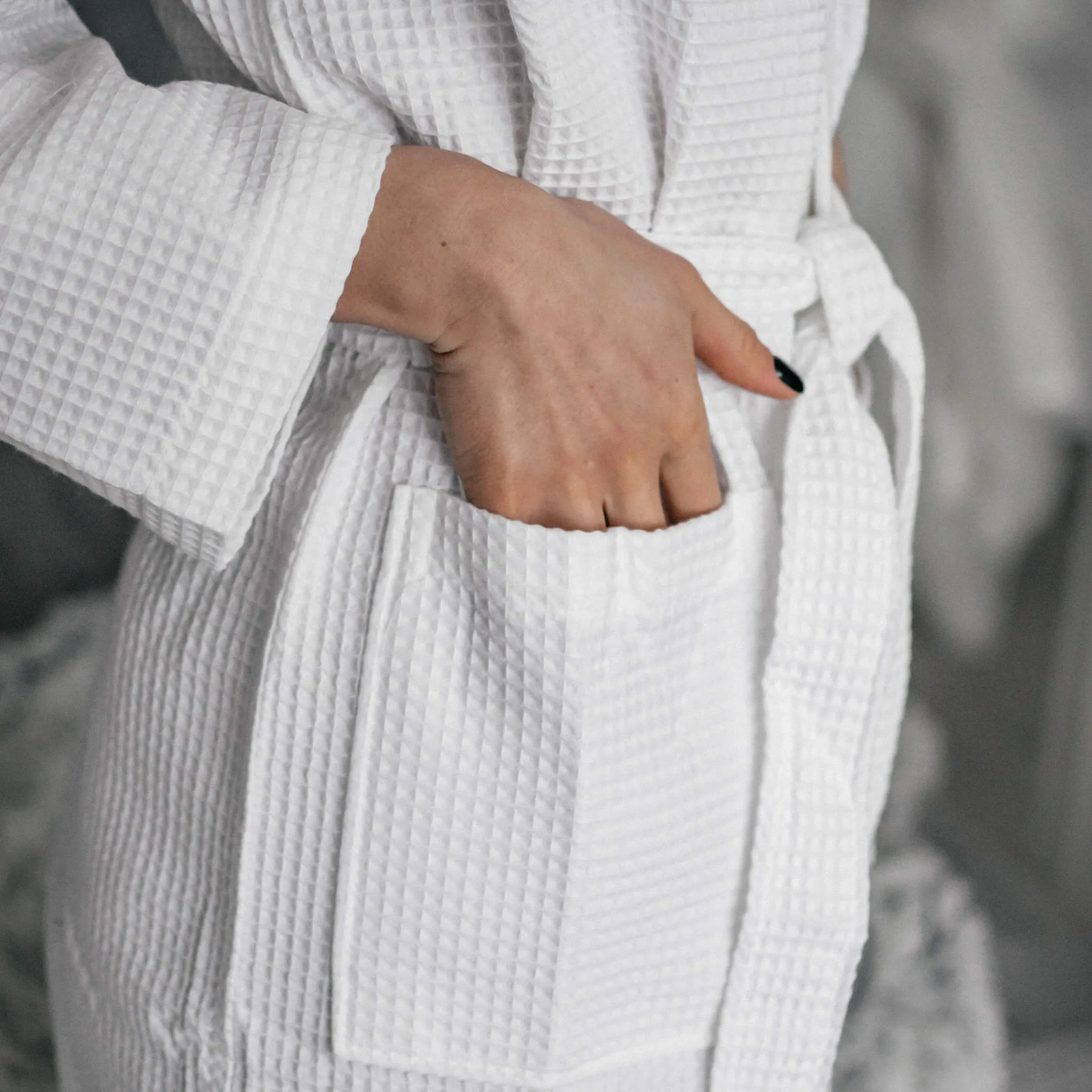 Premium Cotton Waffle Bath Robe with Belt