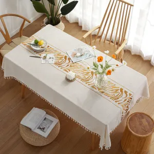 Printed Jacquard Rectangular Tablecloth Imitation Cotton Linen Geometric Table Cloth