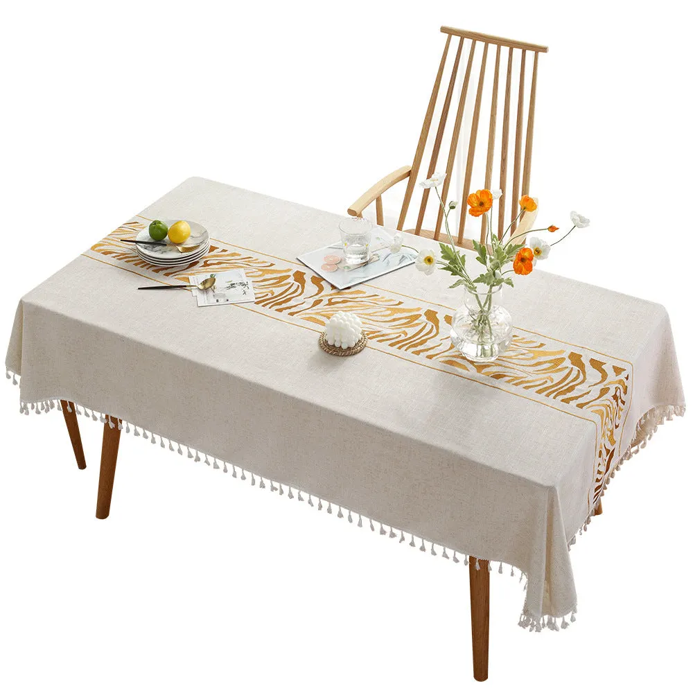 Printed Jacquard Rectangular Tablecloth Imitation Cotton Linen Geometric Table Cloth