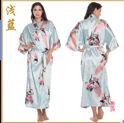 RB015 Satin Robes for Brides Wedding Robe Sleepwear Silk Pijama Casual Bathrobe Animal Rayon Long Nightgown Women Kimono XXXL