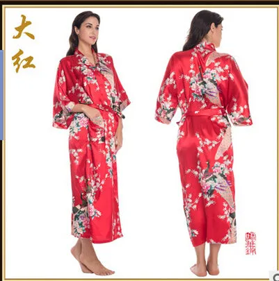 RB015 Satin Robes for Brides Wedding Robe Sleepwear Silk Pijama Casual Bathrobe Animal Rayon Long Nightgown Women Kimono XXXL