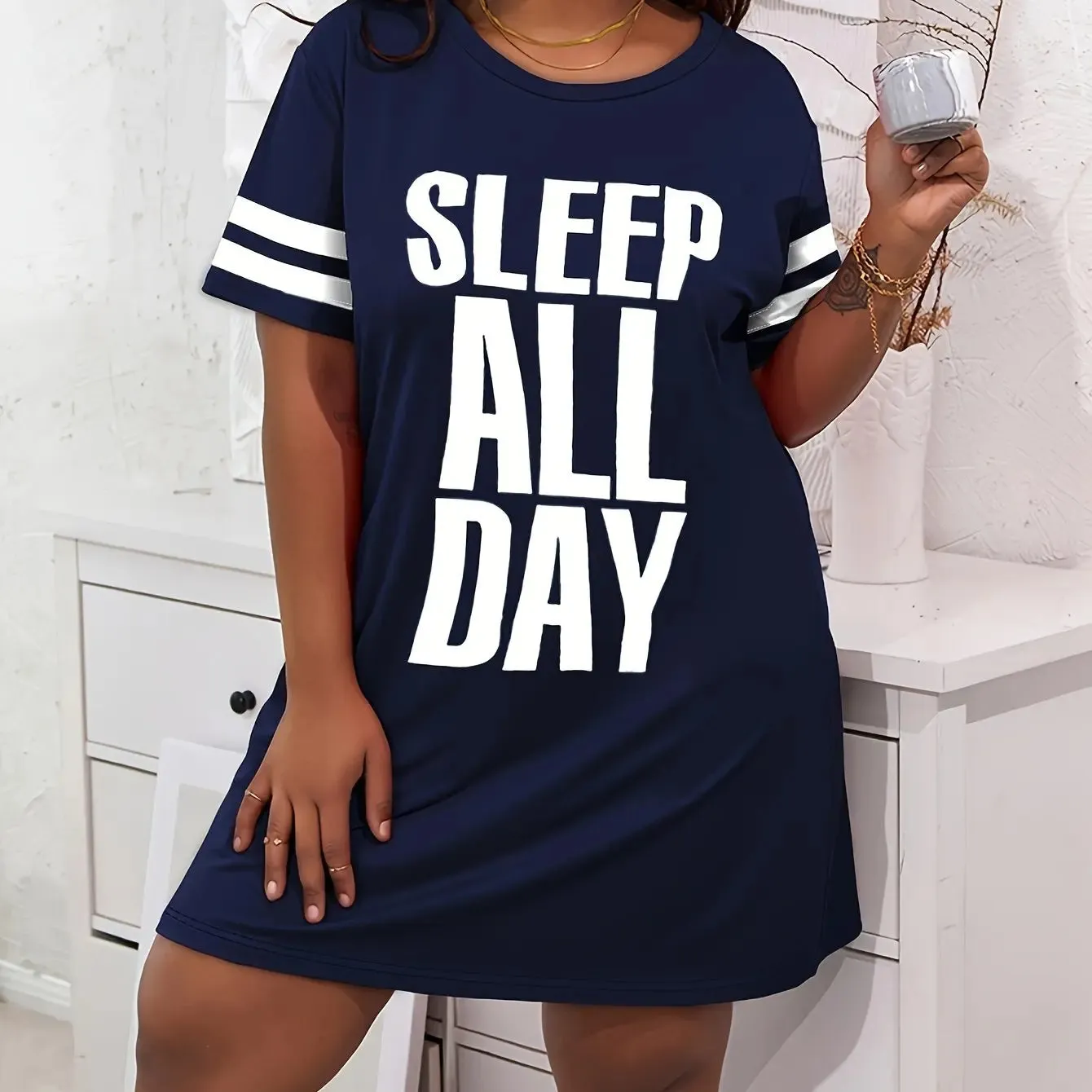 Sleep All Day Printed Women's Nightgowns High Stretch Comfortable Pajamas Women's Summer Home Dress Plus Size Halter Dress