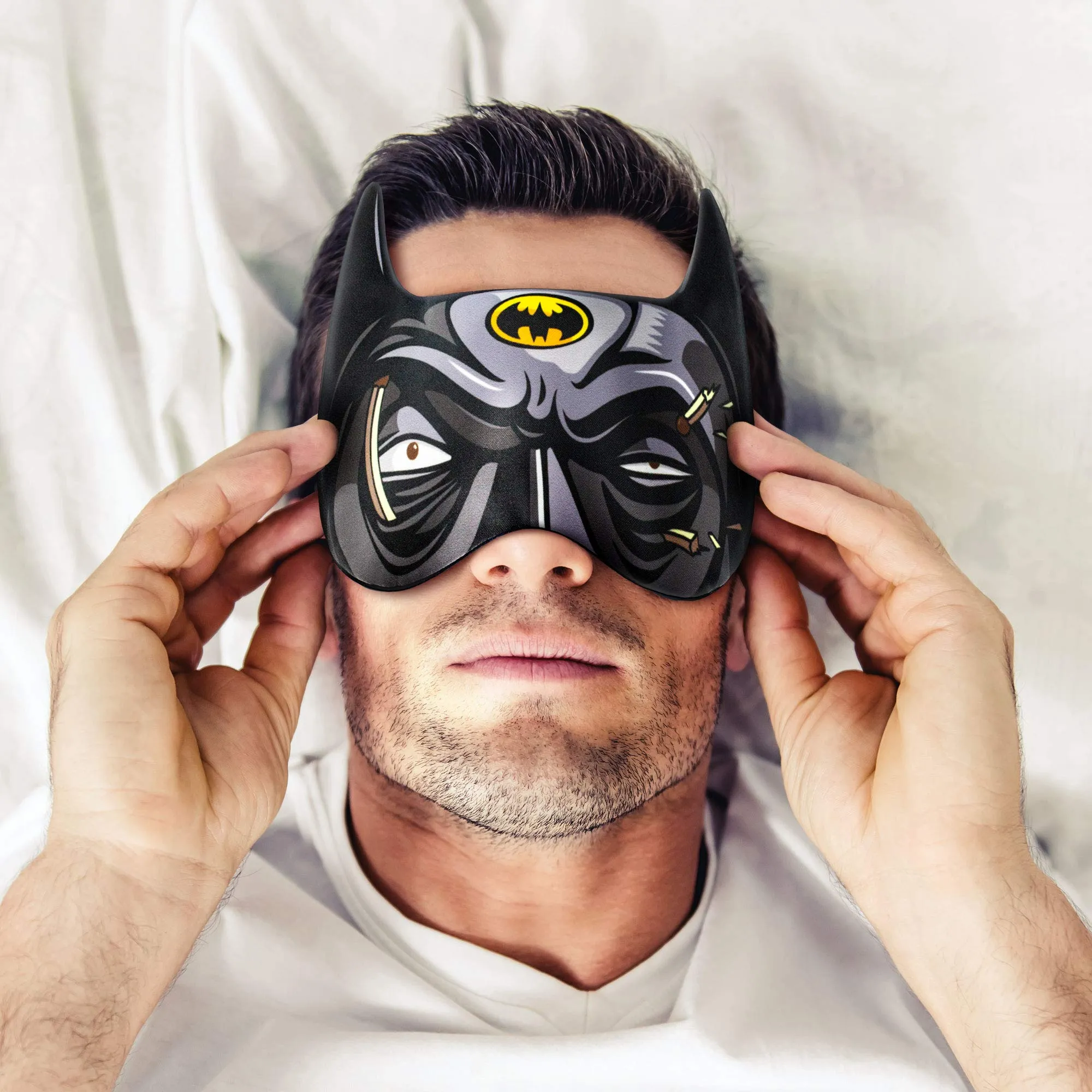 Sleep mask Kids Man Children Sleeping mask Blindfold Super Heroes DC Comics Marvel Batman Adjustable Band (Batman Black, Plastic Pack)