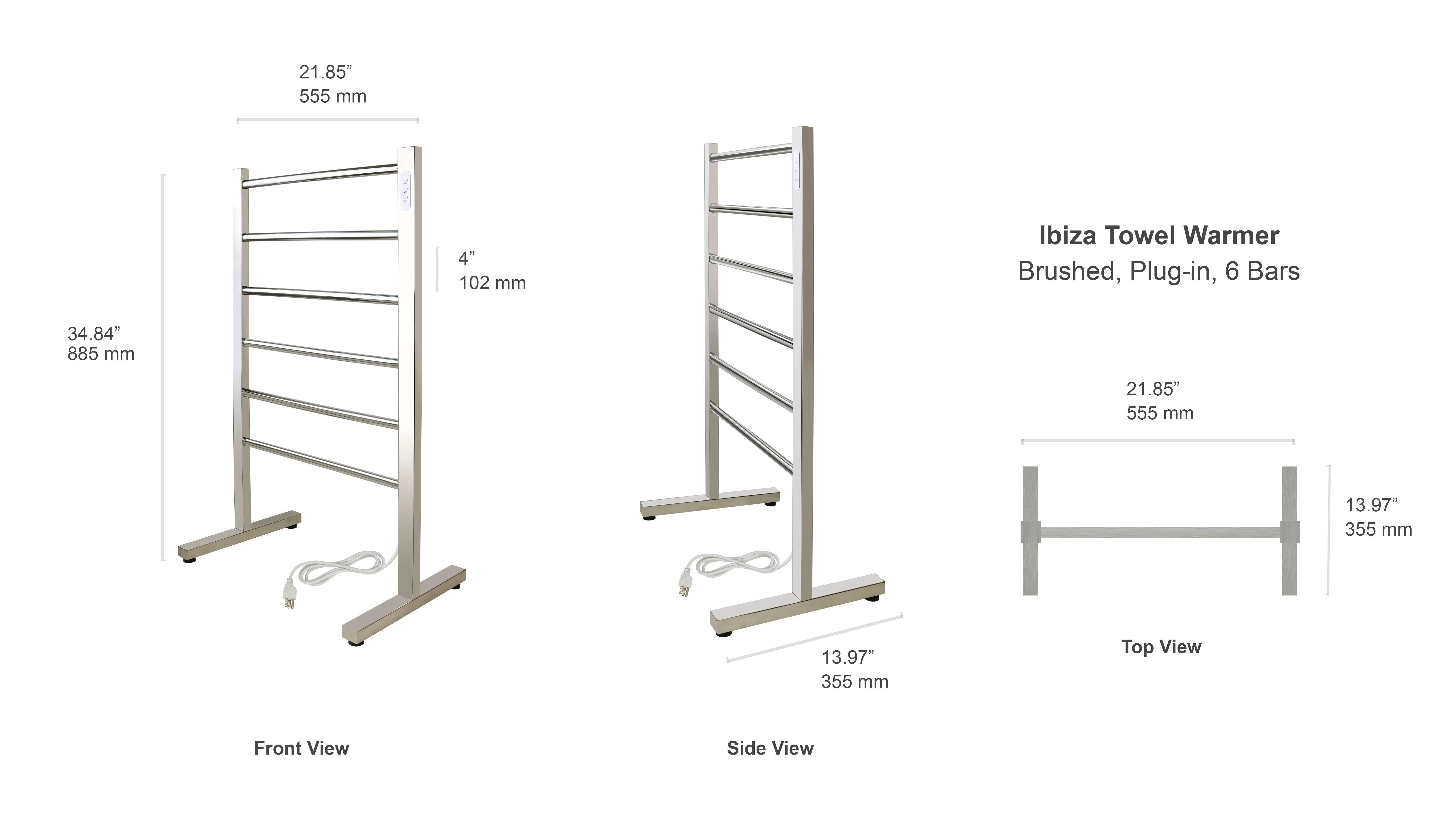 WarmlyYours Ibiza TWS5-IBZ06PP Freestanding Plug-in Towel Warmer- 21.85"w x 34.84"h