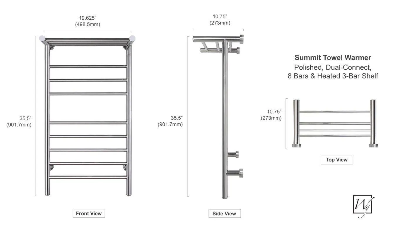 WarmlyYours Summit Dual Connect (Hardwired and Plug in) Towel Warmer - 19"w x 35.5"h