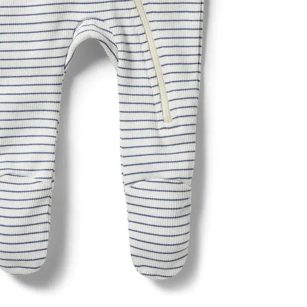 Wilson & Frenchy Organic Stripe Rib Zipsuit Blue Depths