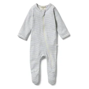 Wilson & Frenchy Organic Stripe Rib Zipsuit Blue Depths