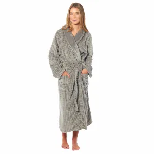 Women's Luxury Waffle  Fleece Robe Soft Warm Long Dressing Gown with Belt and Pockets Loungewear by Daisy Dreamer