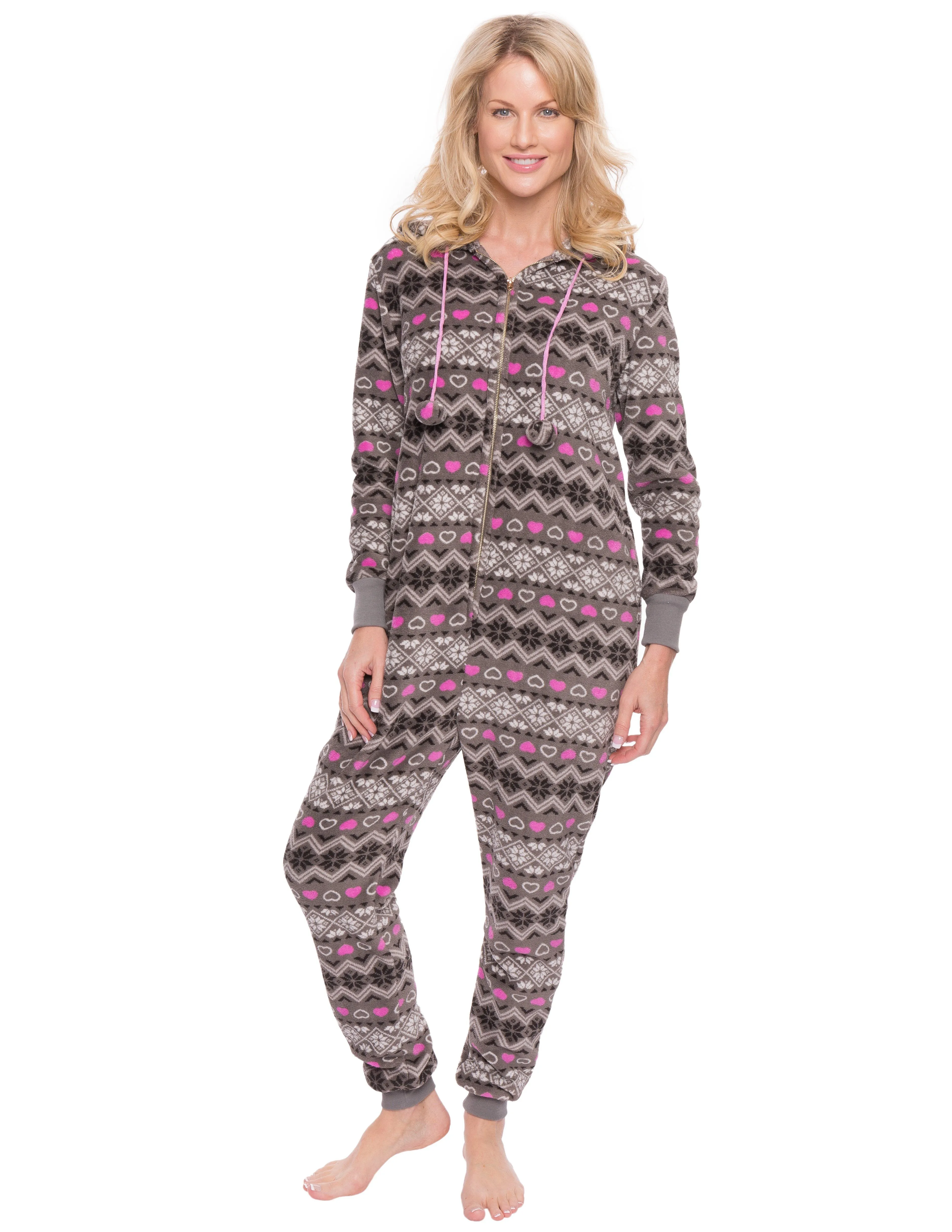 Women's Premium Coral Fleece Plush Hooded Onesie Pajama