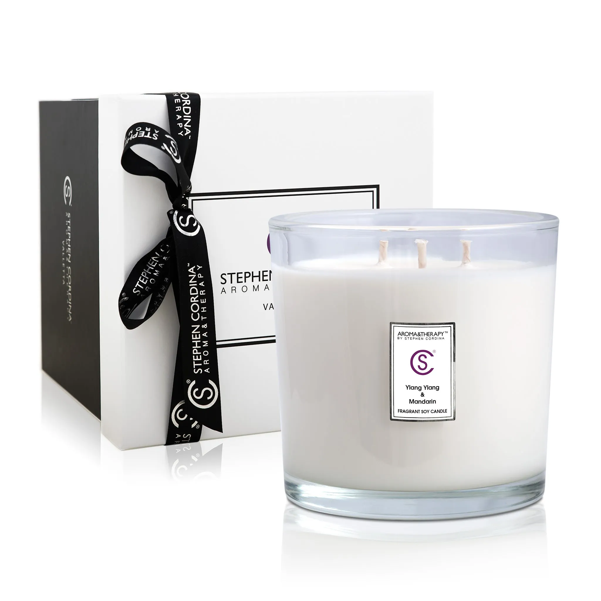 Ylang Ylang & Mandarin Aromatherapy Candle 1000ml in a Luxury carrier box.